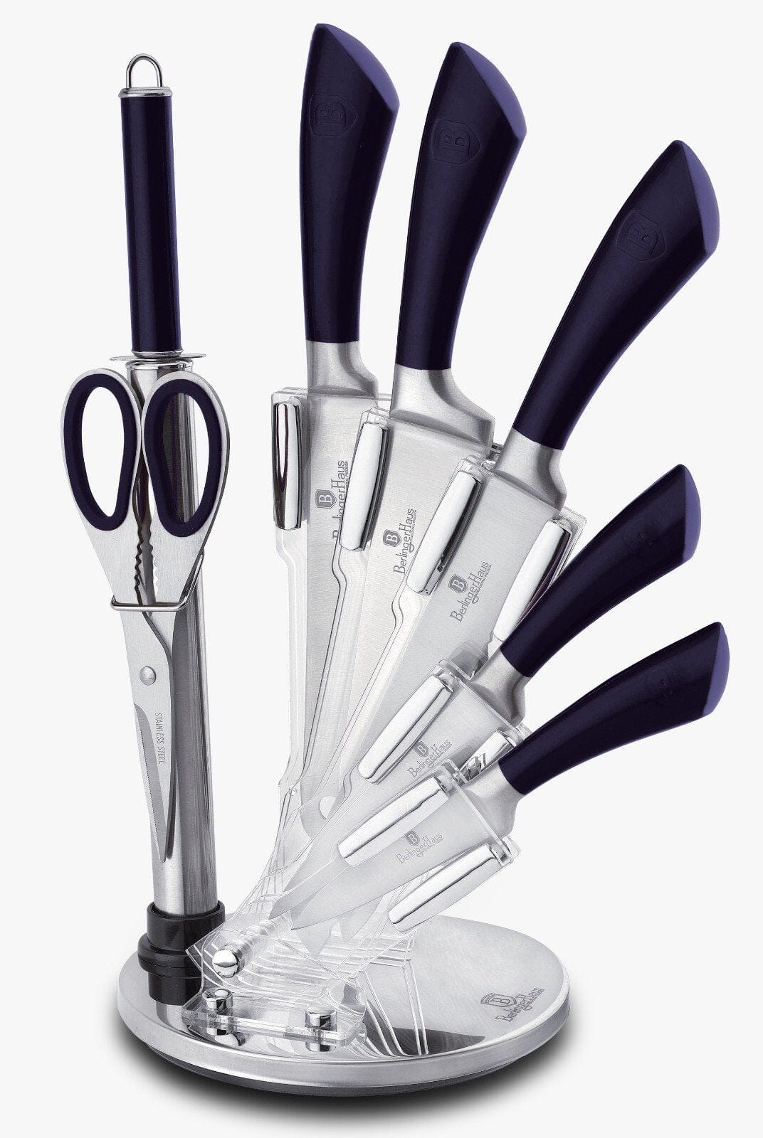 Utopia Kitchen Stainless Knife Set Cutlery Acrylic Clear Stand 