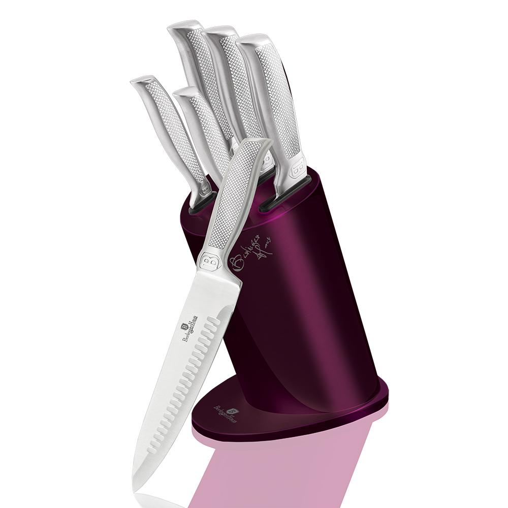 6-Piece Knife Set w/ Stainless Steel Stand Kikoza Purple Collection -  Berlinger Haus US