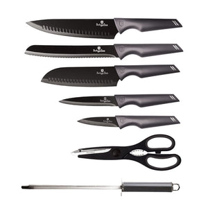 Berlinger Haus Carbon 8-Piece Knife Set w/ Acrylic Stand Black