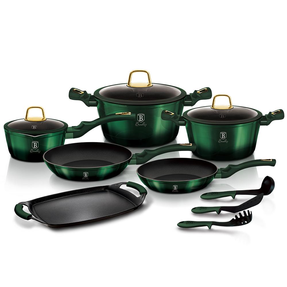 17-Piece Kitchen Cookware Set Emerald Collection - Berlinger Haus US