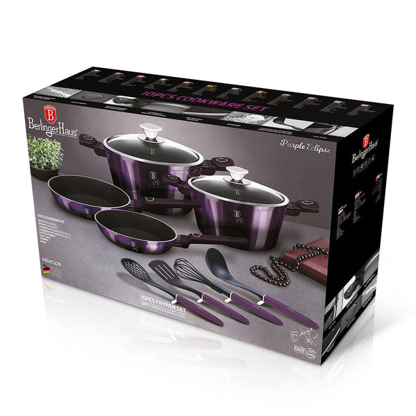 10-Piece Kitchen Cookware Set Purple Eclipse Collection - Berlinger Haus US