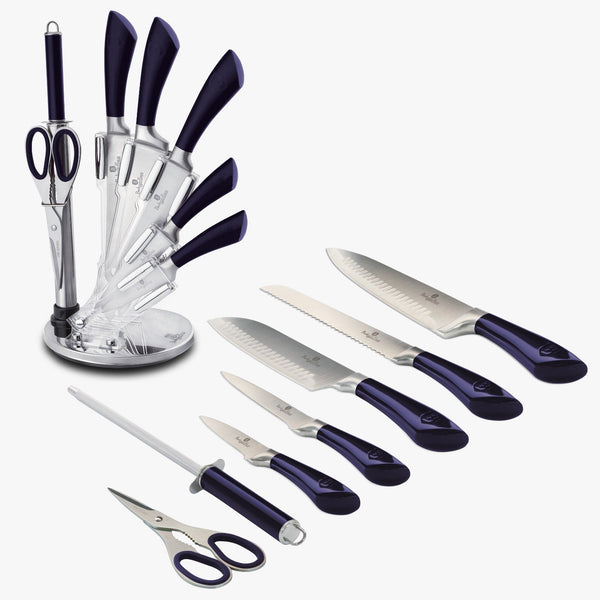 8-piece SS knife set with gray handle and acrylic support - Bergner by  Vissani - BERGNER by Vissani - Purchase on Ventis.